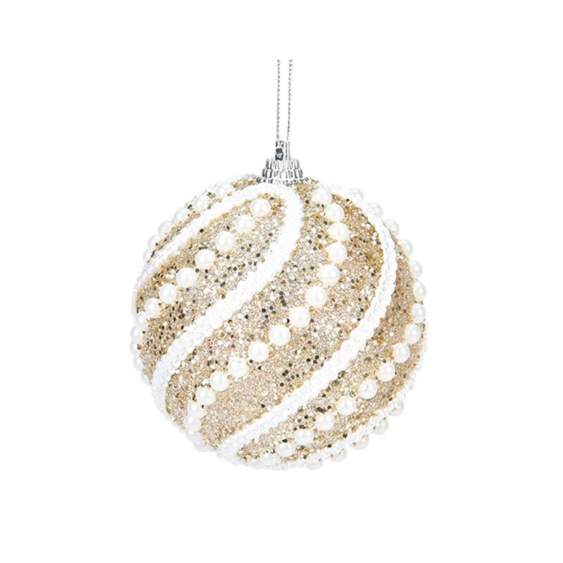 8cm lyxiga julkulor kristall glitter paljetter skum xmas tree hängande hänge xmas ball år fest dekorer: 7