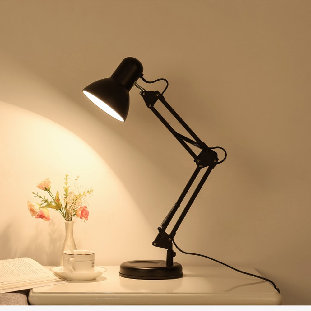 5W LED Long Swing Arm Adjustable Classic Desk Lamps E27 Clip Table Lamp For Study Office Reading Bedside Bedroom Night Light