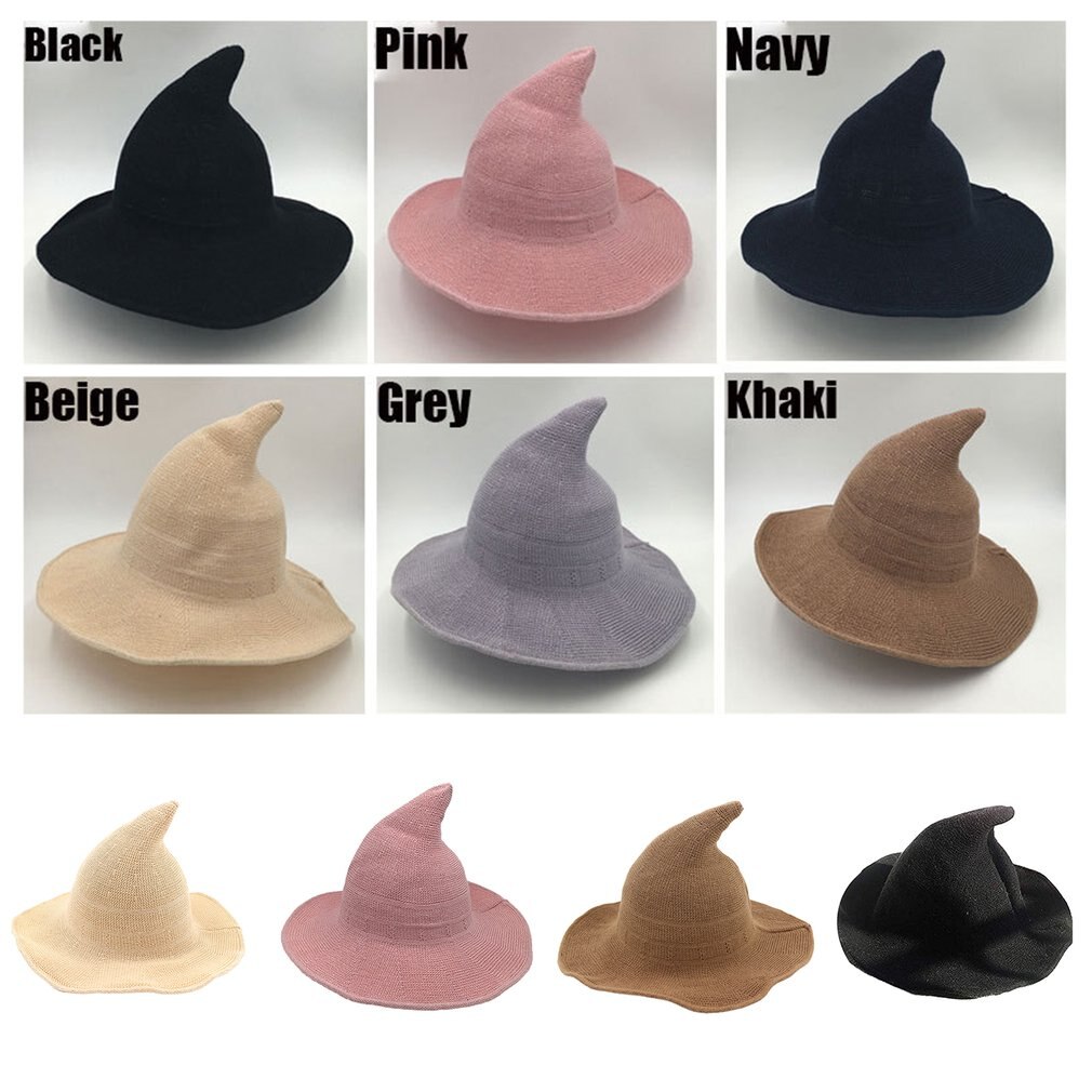 Modern halloween ull häxahatt för kvinnor vikbar bredbredd solboll hatt mössa andningsbar bomulls solhatt