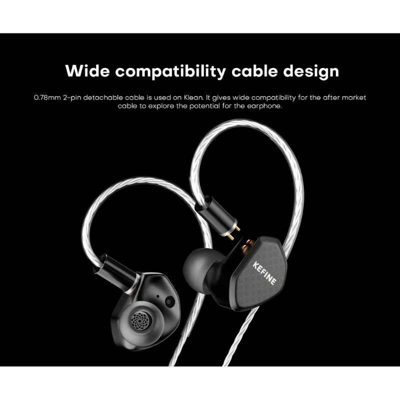 Kefine Klean 10mm DLC Diaphragm Dynamic Driver HiFi IEM Earphones with High-Purity Silver-Plated Copper Wire for Clean Signal