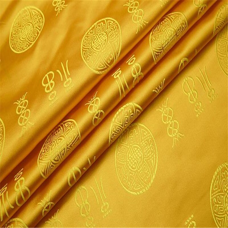 Polyester brokadestof 150 gsm vægt klassisk fu mønster jacquard stof til kinesisk tangdragt