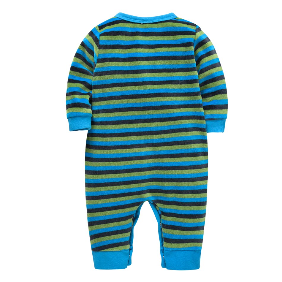 Neugeborenen Baby Kleidung Winter Samt Langarm Strampler Blau streifen Baby Mädchen Junge Kleinkind Overall 3M 6M 9M 12M Bebes Kleinkind