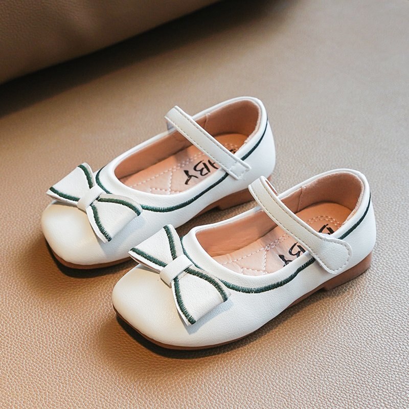 Girls Shoes Spring All Match Embroidery White Dress Shoes Student Princess Shoes Girls Pink Soft Bottom Sneaker D12101