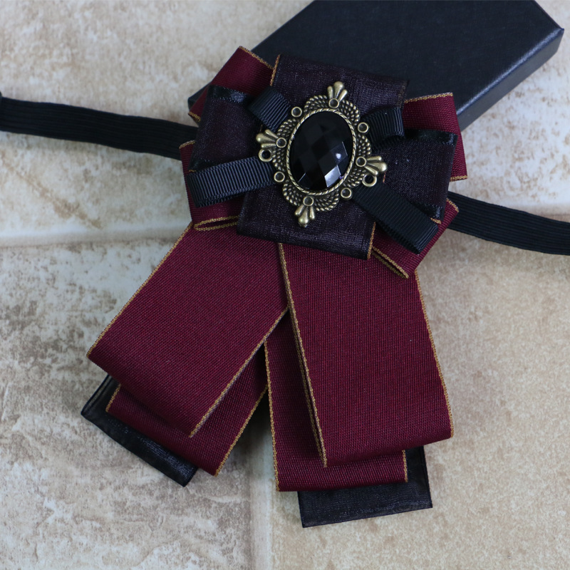 Nydelig diamantbånd sløyfe herre bryllupsdress uniform brudgom kjole sommerfugl bankett tilbehør vinrød marineblå rosa