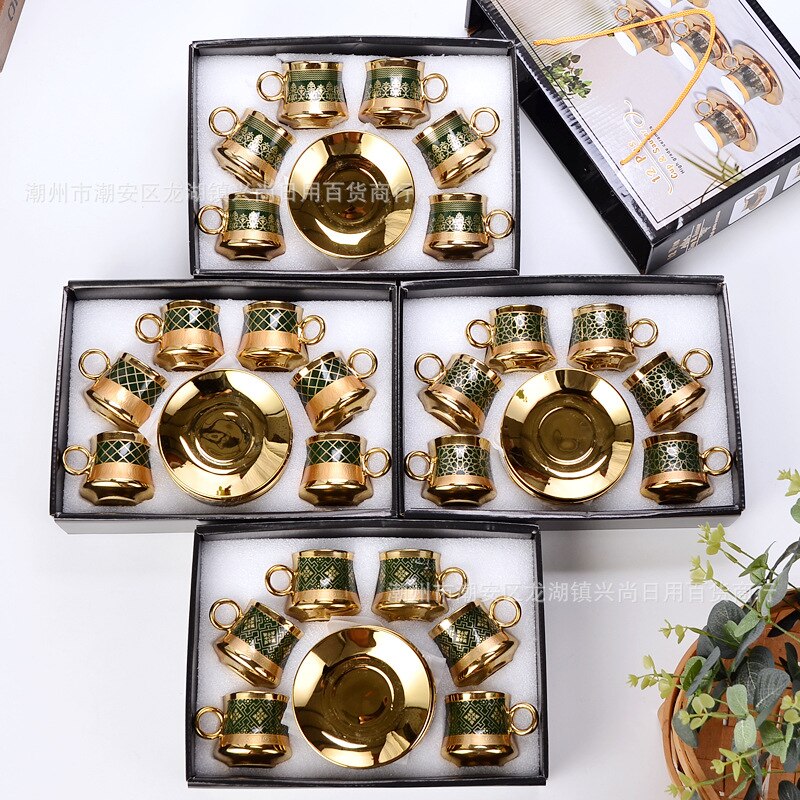 6 cups and 6 plates of ceramic cups box set European-style coffee cup hand-holding ceremony opening ceremony: Section e