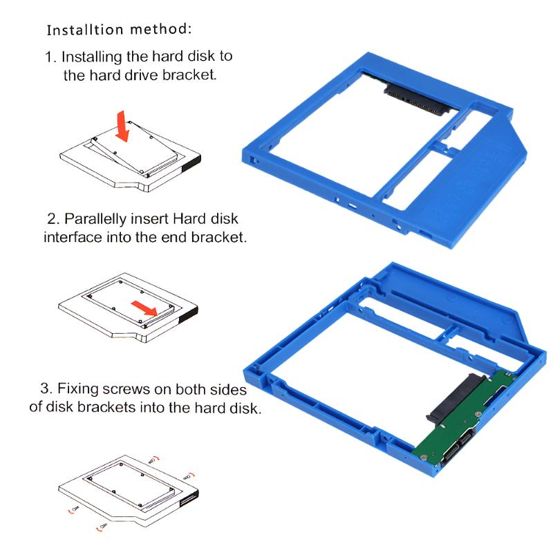 Laptop sata 3 2nd hdd caddy universal 9mm cd dvd optisk bay hårddisk adapter  to 2.5 tum sata ssd hdd väska fäste hållare