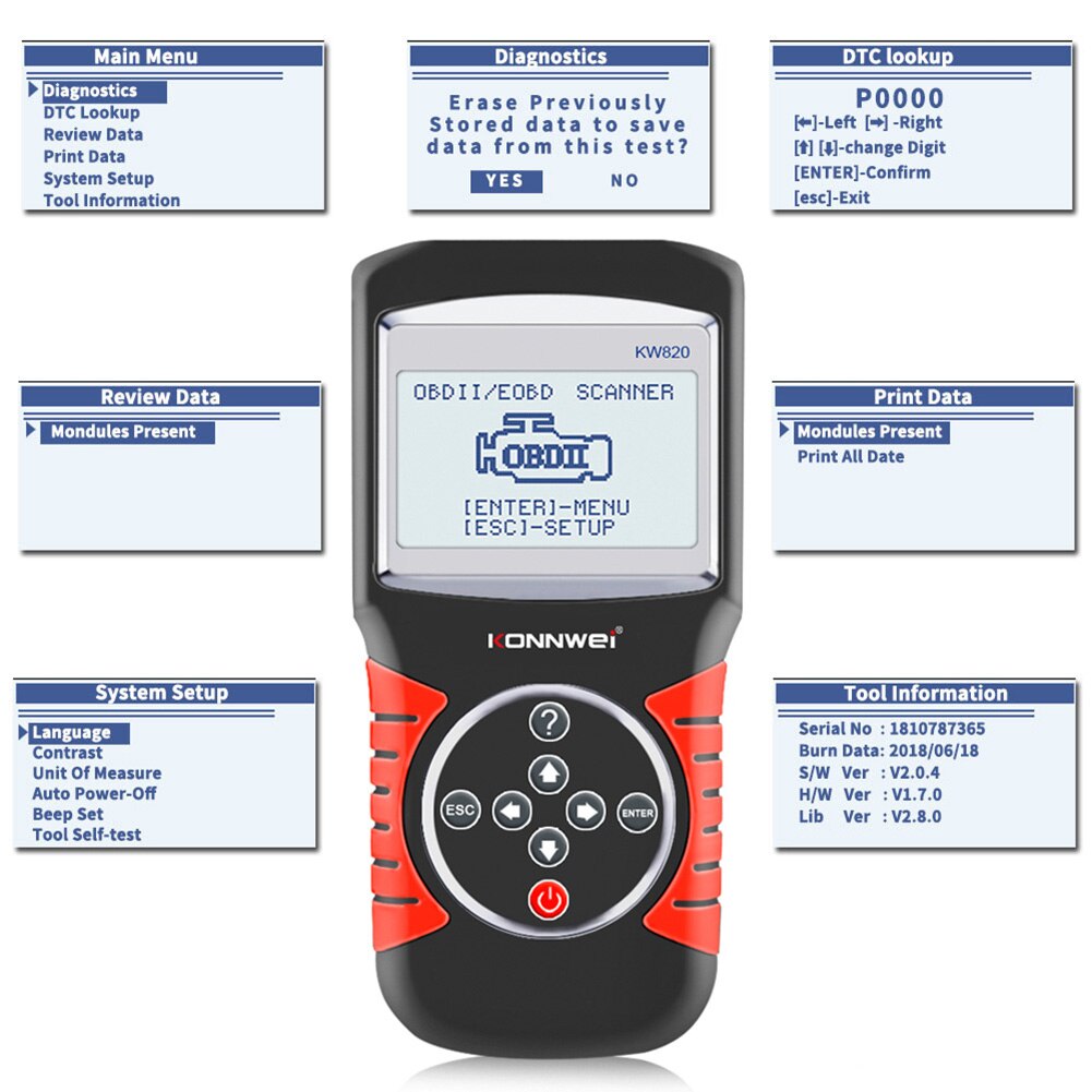 OBD2 Scanner Automotive Engine Fault Code Reader Diagnostic Car Scan Tool for Check Engine Light