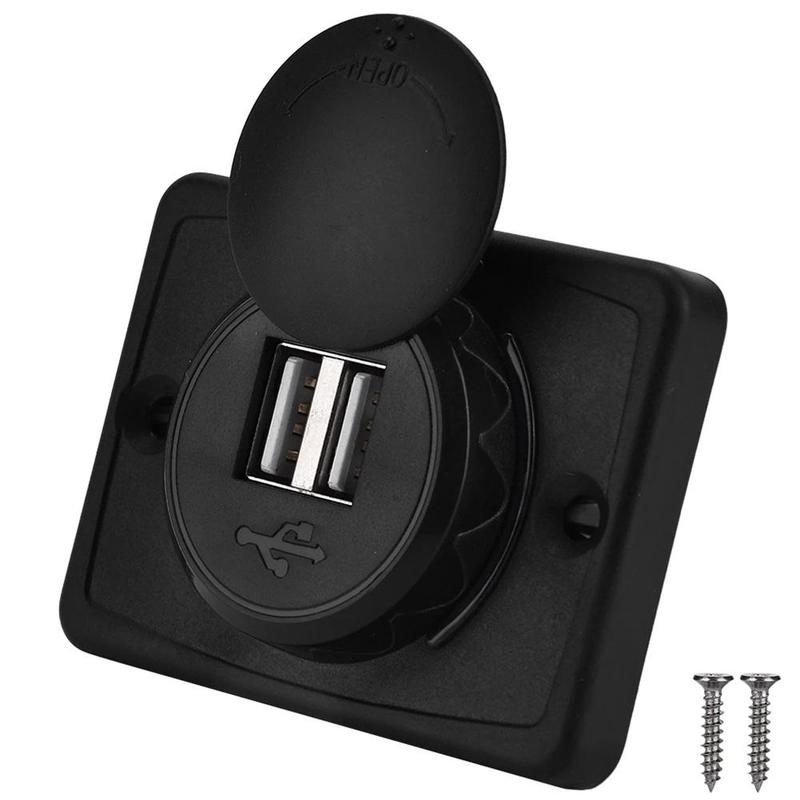 Cargador Universal de nailon para coche, accesorios impermeables de DC 12-24V 3.1A para coche, autobús, barco, Camper, caravana, USB Dual, J0I9: Default Title