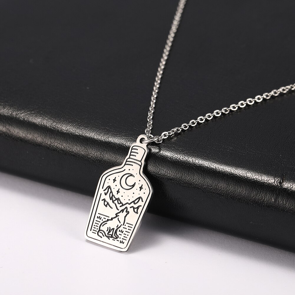 Dawapara Stainless Steel Jewelry Trendy Square Coffee Cup Camping Pendant Necklaces Unisex for Anniversary