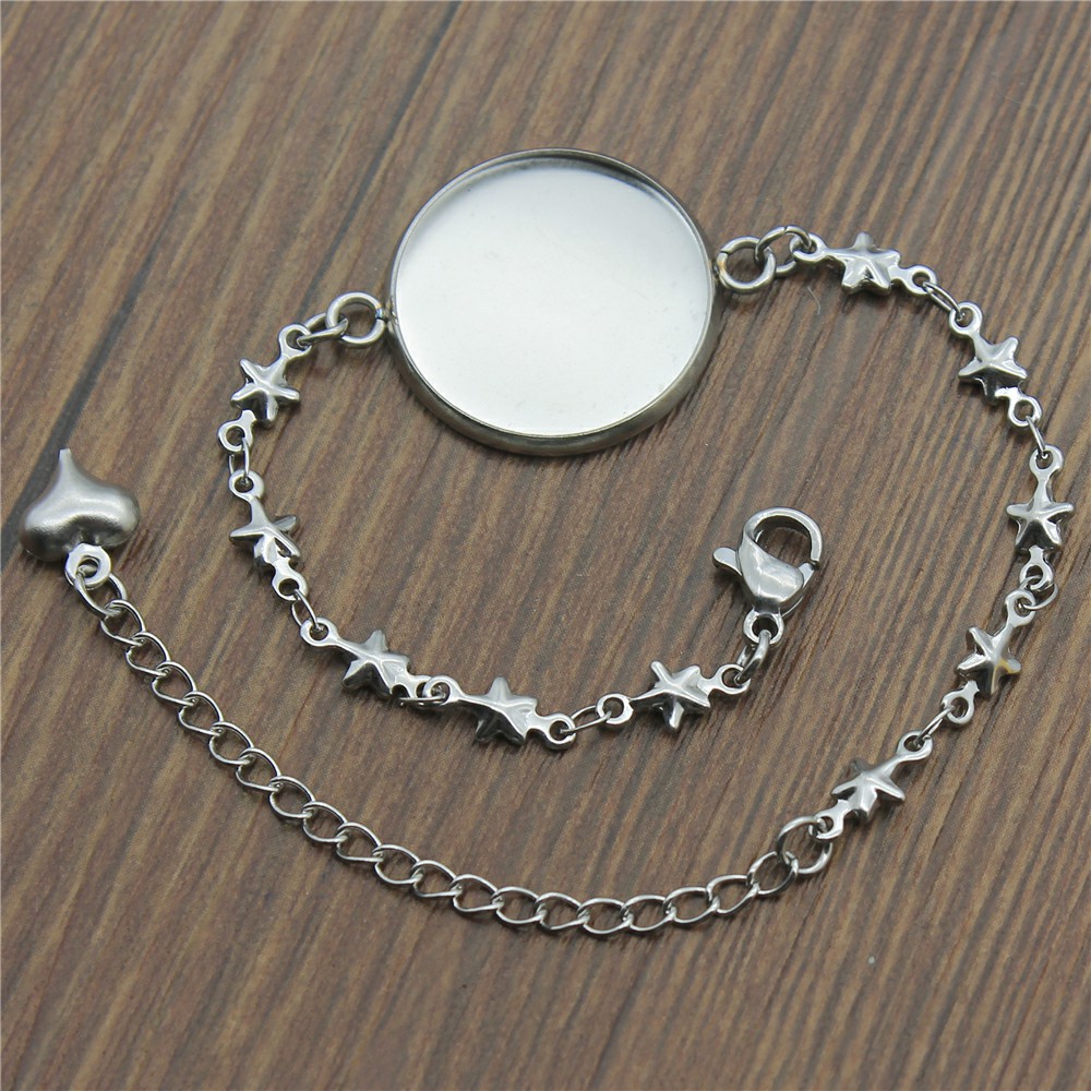 WYSIWYG 2 sztuk 10 style Fit 12/14/16/18/20mm okrągłe szkło Cabochon ze stali nierdzewnej serce/krzyż/wygięty kształt bransoletki i łańcuszki na rękę: 14mm / Różowy