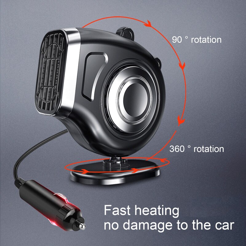 Portable Auto Car Heater Defroster Demister 12V 150W Electric Heater Windshield 360 Degree Rotation ABS Heating Cooling Fan