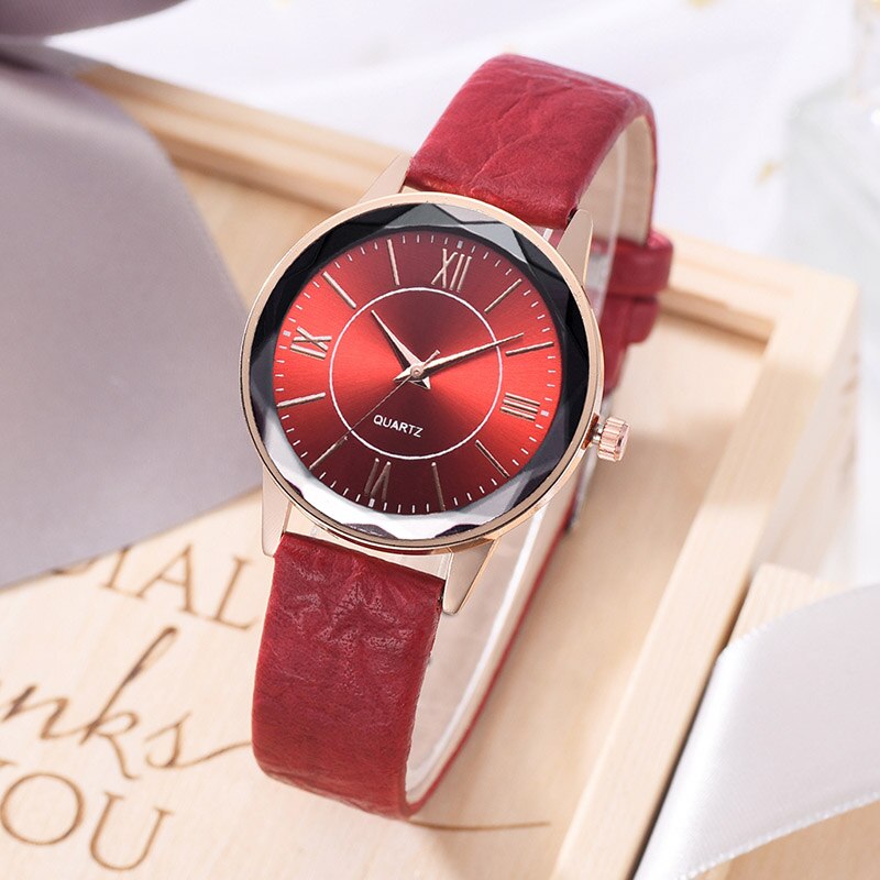 Vintage Quartz Horloge Romeinse Cijfers Wijzerplaat Met Pu Lederen Band NIN668