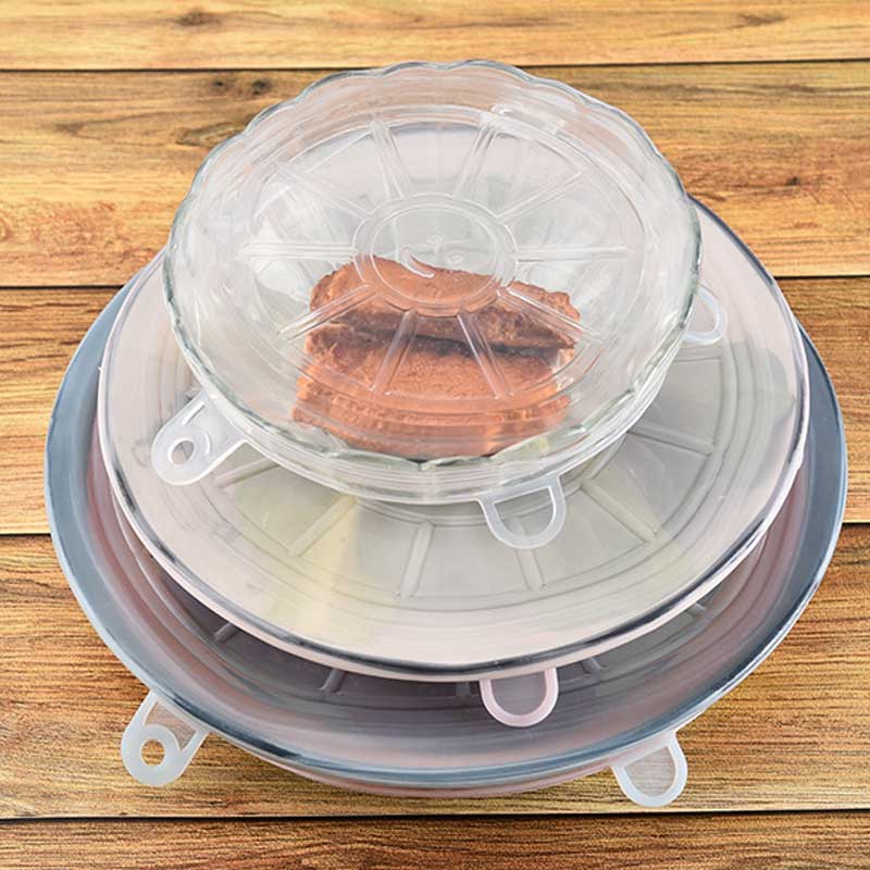 6pcs/set Pot Cover Silicone Stretch Lids Durable Reusable Food Save Cover Heat Resisting Fits All Sizes and Shapes Containers