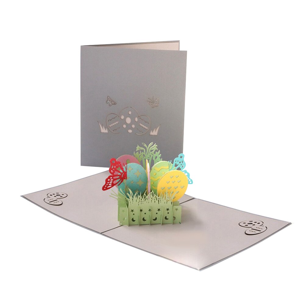 Rectangle Pop-UP Easter Greeting Cards 3D Small Message Card Writable Decoration Gold Cover Cardboard