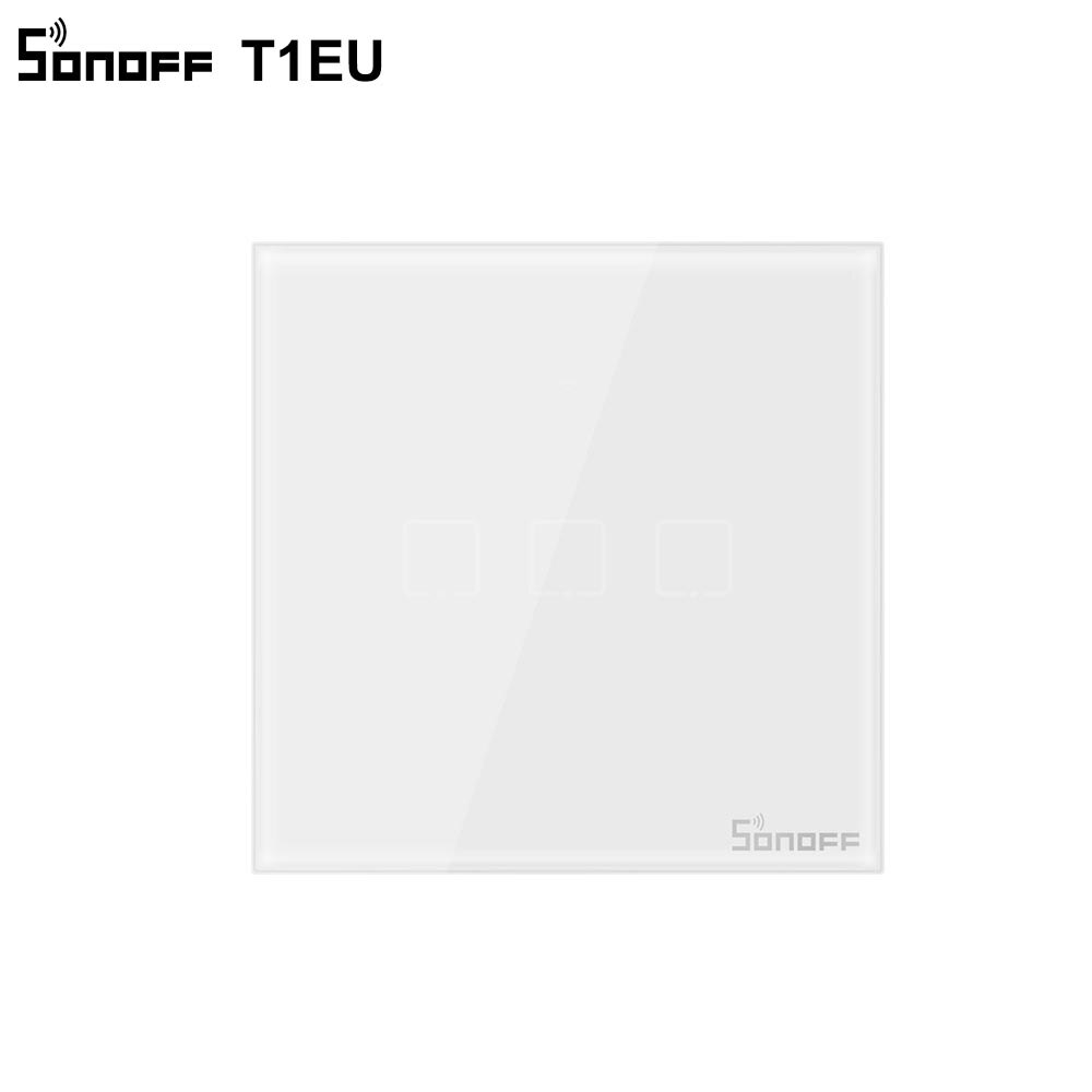 SONOFF T1EU Wifi Smart Switch Touch Screen Remote ON/OFF 1/2/3 Gang 433Mhz RF/Voice/APP/Touch Control 86 Type Smart Home TX