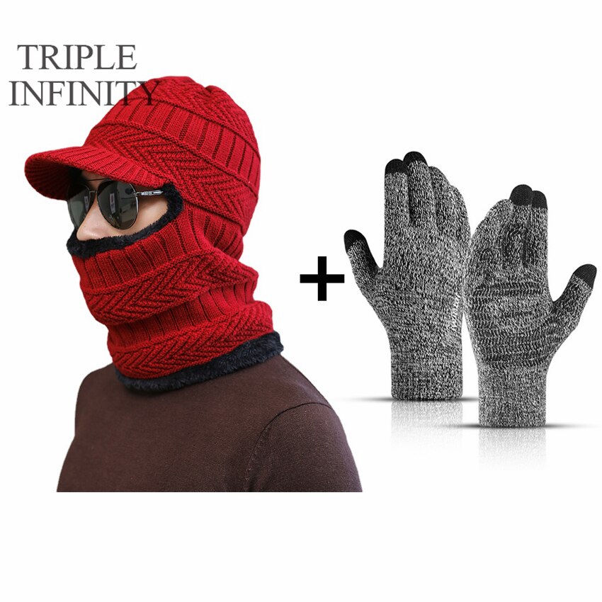 TRIPLE INFINITY Brand Skullies Beanies Winter Knitted Hat Cap Elastic Thick Skin-friendly Warm Ear Protection Bonnet Men's Hats: Winter Warm Suit J