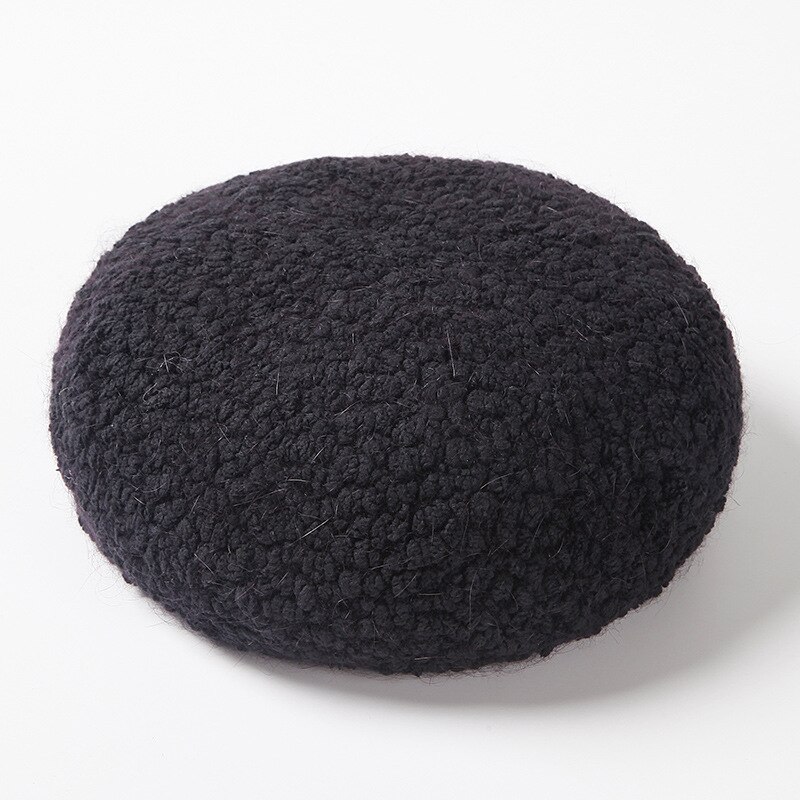 Netz promi baskenmütze Dame retro Britischen Winter kaninchen haar knospe Hütte frauen hüte: Schwarz