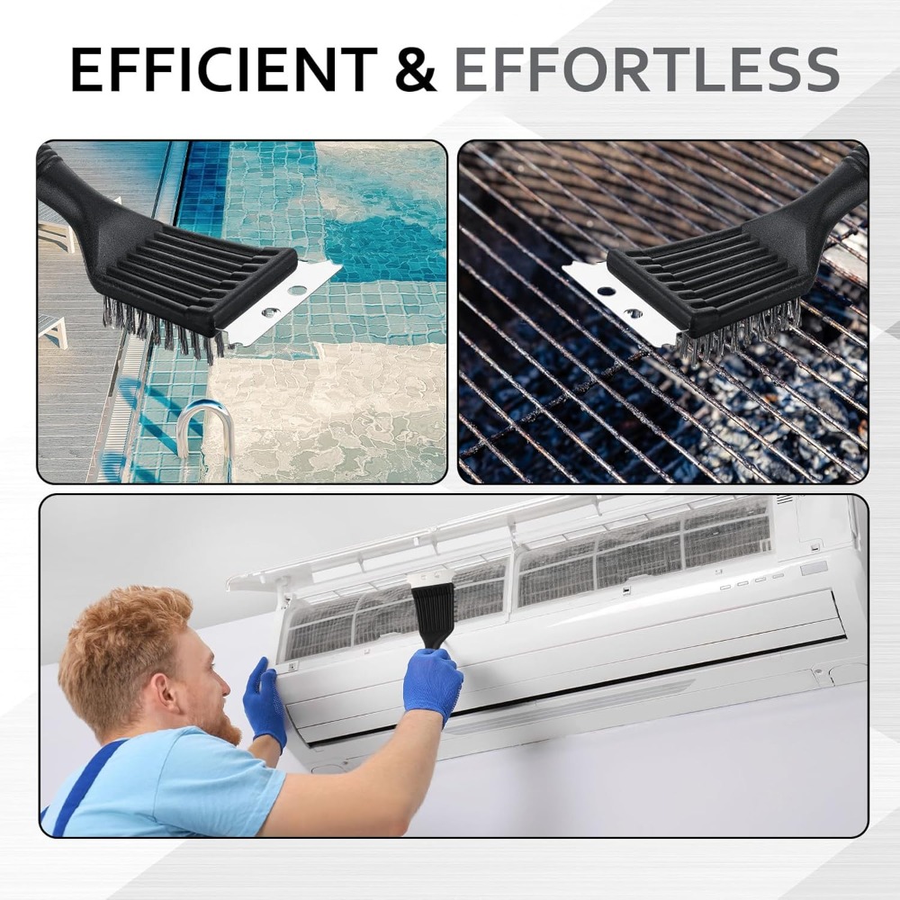 Stainless Steel Wire Cleaning Brush Multifunctional Outdoor Home Barbecue Stove Cleaning Brush 2-in-1 Grill Rack Cleaning Tools