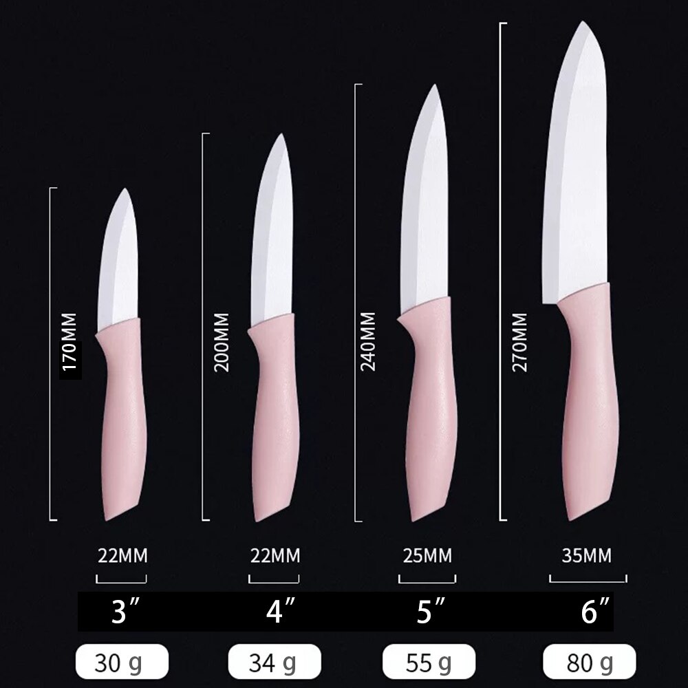 Ceramic Knife Set 3 4 5 6 inch Chef Utility Slicer Paring Bread Knives with Peeler Kitchen Knife Zirconia Blade Cooking Cutter