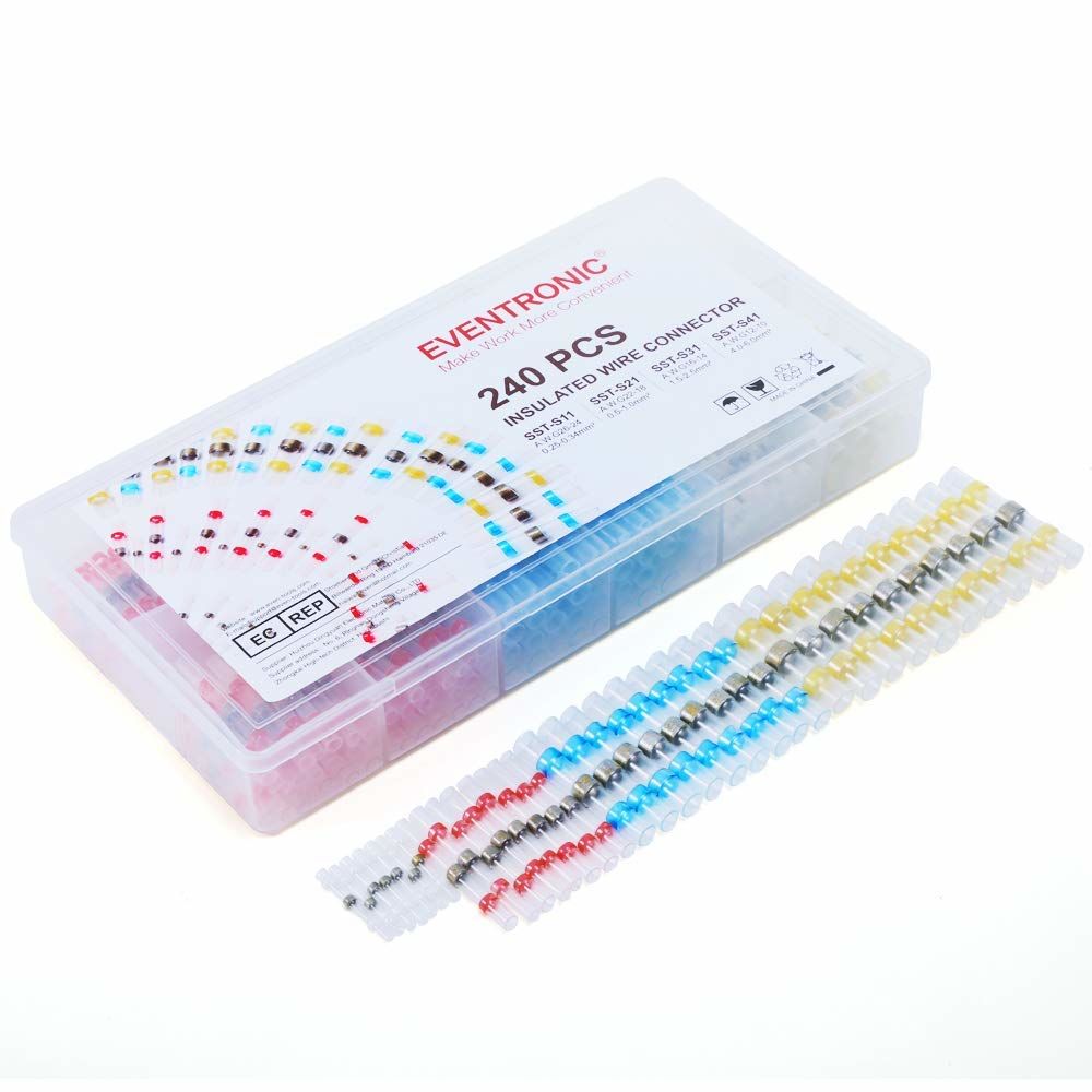 Connecteur de soudure, 4 tailles différentes, connecteur rétractable, connecteur de choc, connecteur de câble, 100 pièces à souder, 240 pièces à souder