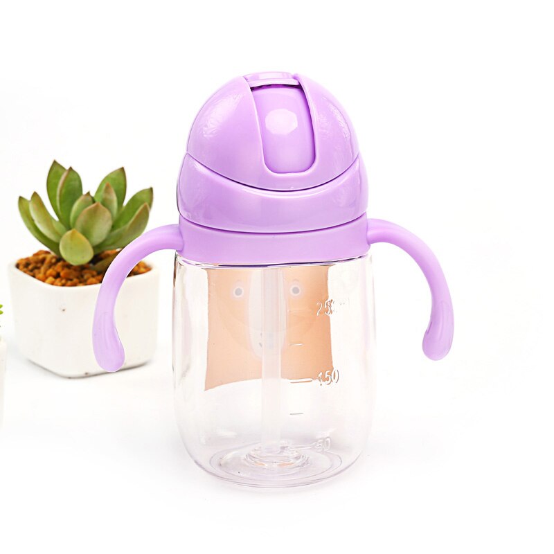 Baby Water zuigfles Draagbare geen spill Cup Mijn plastic fles kinderen kleine ketel met stro Food Grade Slide cover copo