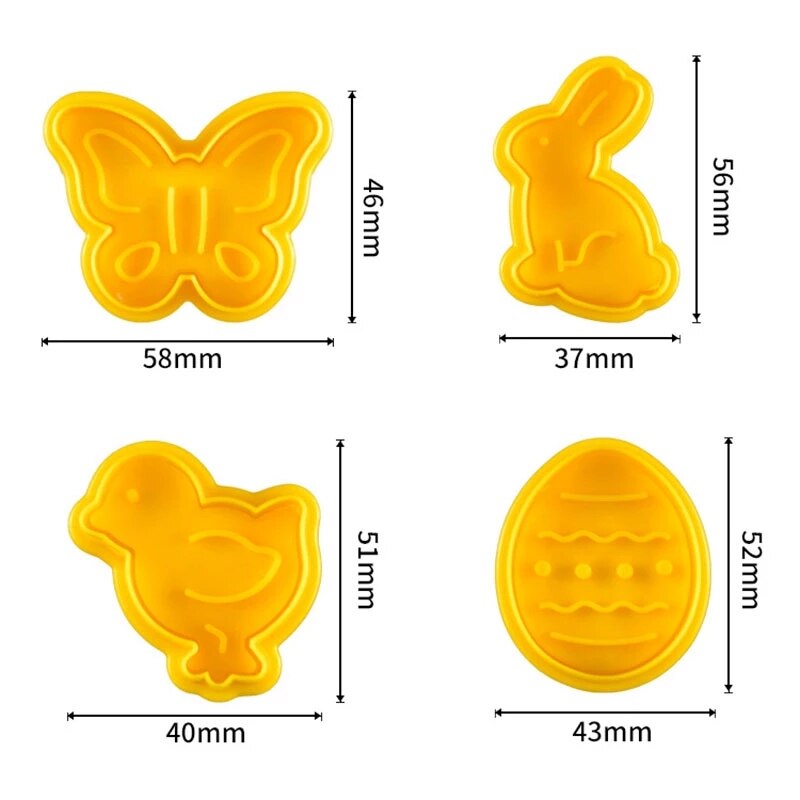 4Pcs Cookie Mold 3D Cartoon Bunny Eieren Biscuit Cutter Loaf Sugar Ambachtelijke Plunger Fondant Bakken Tools Gelukkig Pasen cake Decor: C
