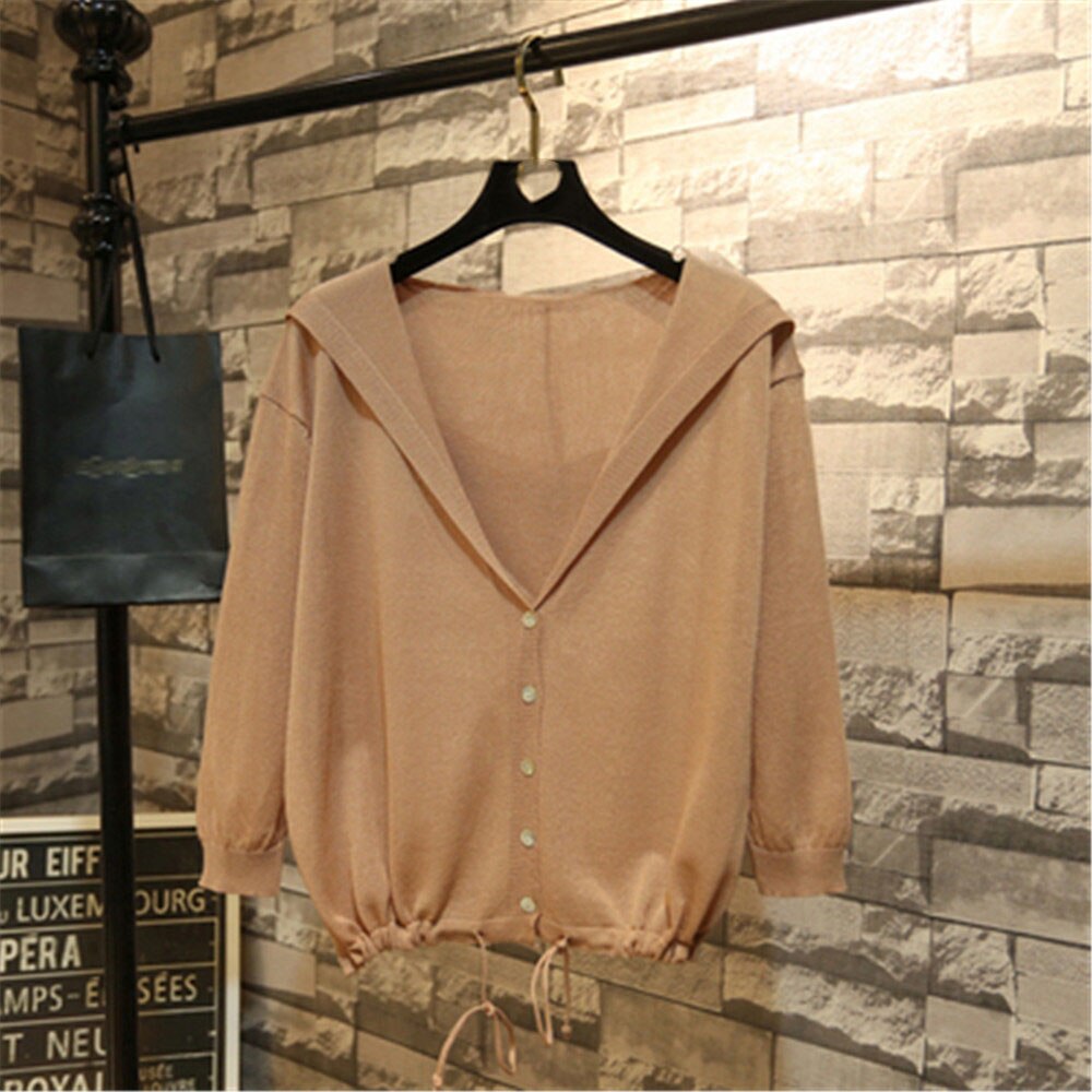 Cardigan com capuz fino, feminino, primavera/verão, laço, decote em v, design curto, solto, capa, outerwear