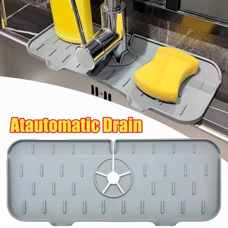 Alfombrilla de silicona para grifo de cocina, escurridor de esponja para fregadero, tapete plegable para fregadero, Protector contra salpicaduras para encimera de baño