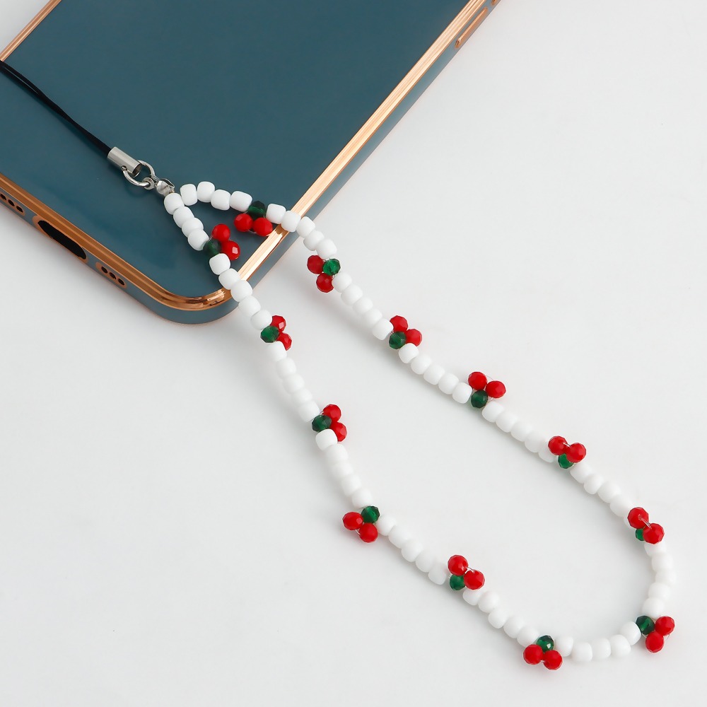 Trendiger handy-anhänger mit kirschperlen, handykette, schmuck für damen, anti-verlust-schlüsselband für iphones