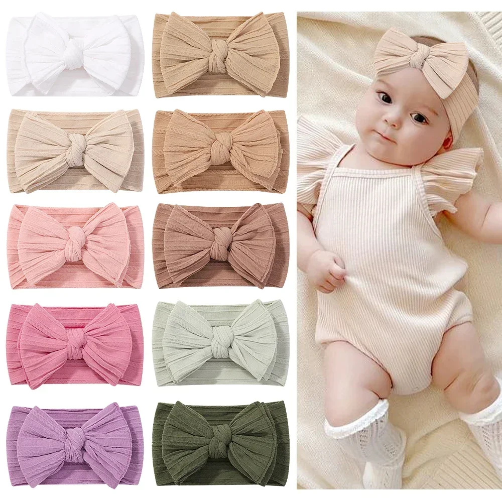 1 stücke Neugeborenen Baby Stirnband für Mädchen Elastische Stricken Kinder Turban Bögen Weiche Nylon Kinder Headwear Haar Zubehör