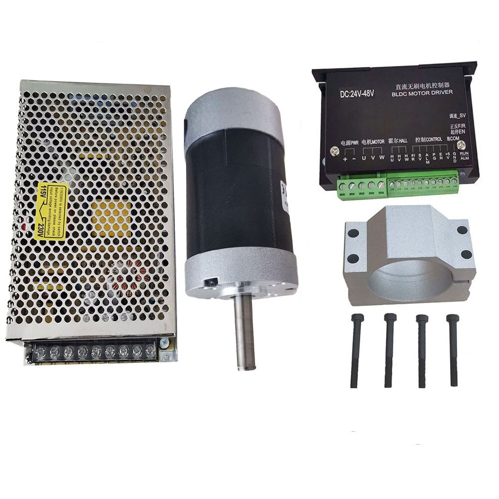 200W/0.2KW/Optische As Borstelloze Dc Spindel Motor + 55Mm Klem Withscrews + 48VDC Stappenmotor driver + 48VDC4.2A Voeding