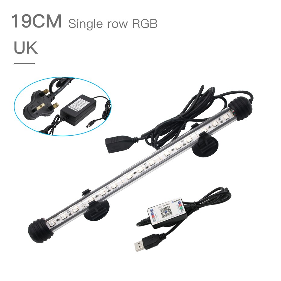 Zhongji RGB LED Licht Für Aquarium Beleuchtung Marine Wasserdichte Hintergrundbeleuchtung in Aquarium LED Beleuchtung Für Aquarium Lampe LED-leuchten: 19CM UK Stecker