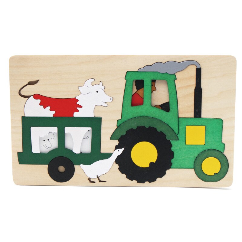 véritable Puzzle en bois jouets Transport d'animaux multi-imensionnel 3d Puzzle multicouche début éducatif pour les enfants