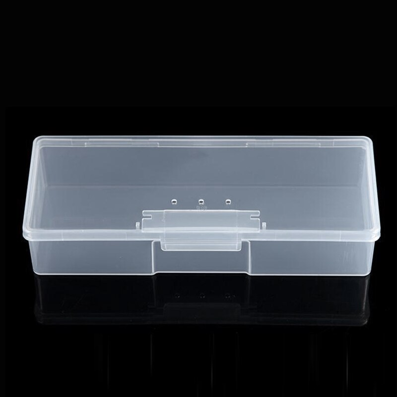 1pcs Empty Plastic Rectangle Storage Box For Nail Tool Drill Bit Tweezer Brush Pen Files Makeup Case Display Container organizer