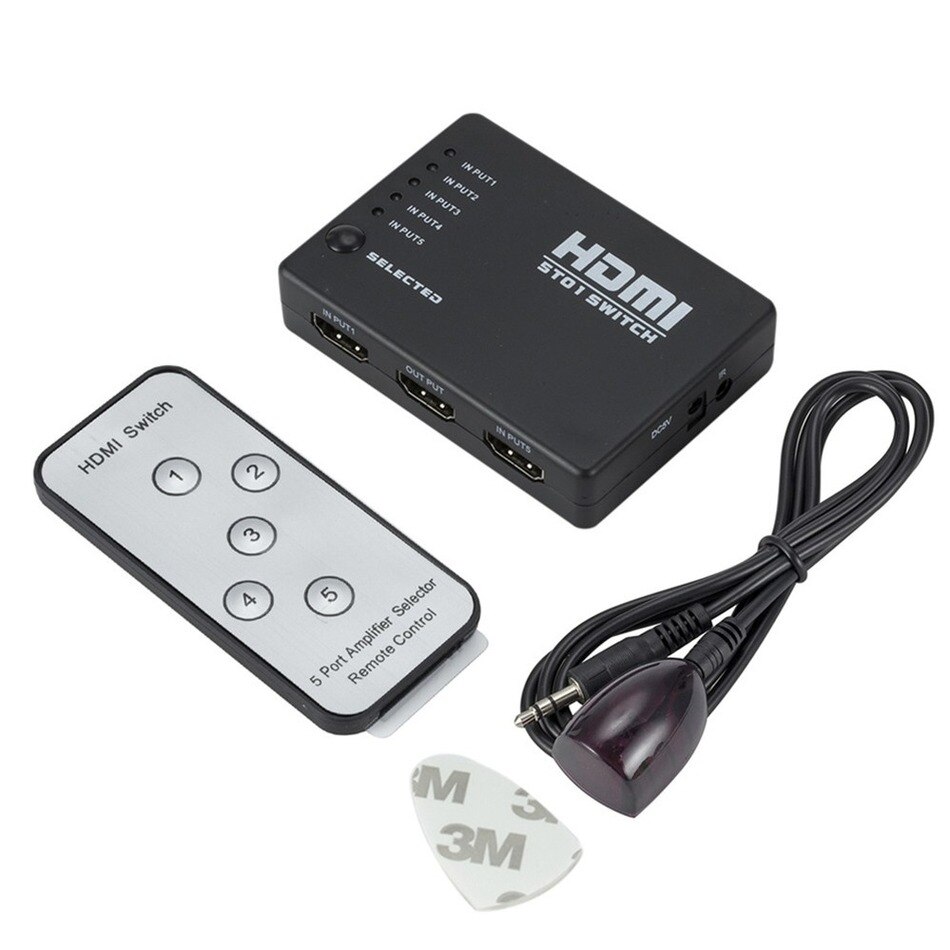 WvvMvv 5 Port HDMI Switch 5 In 1 Out HDMI Splitter... – Vicedeal