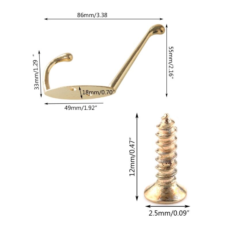 9 stk / sæt zinklegering krog kroge kraftige vægmonterede hat kappe bøjle krog med skruer