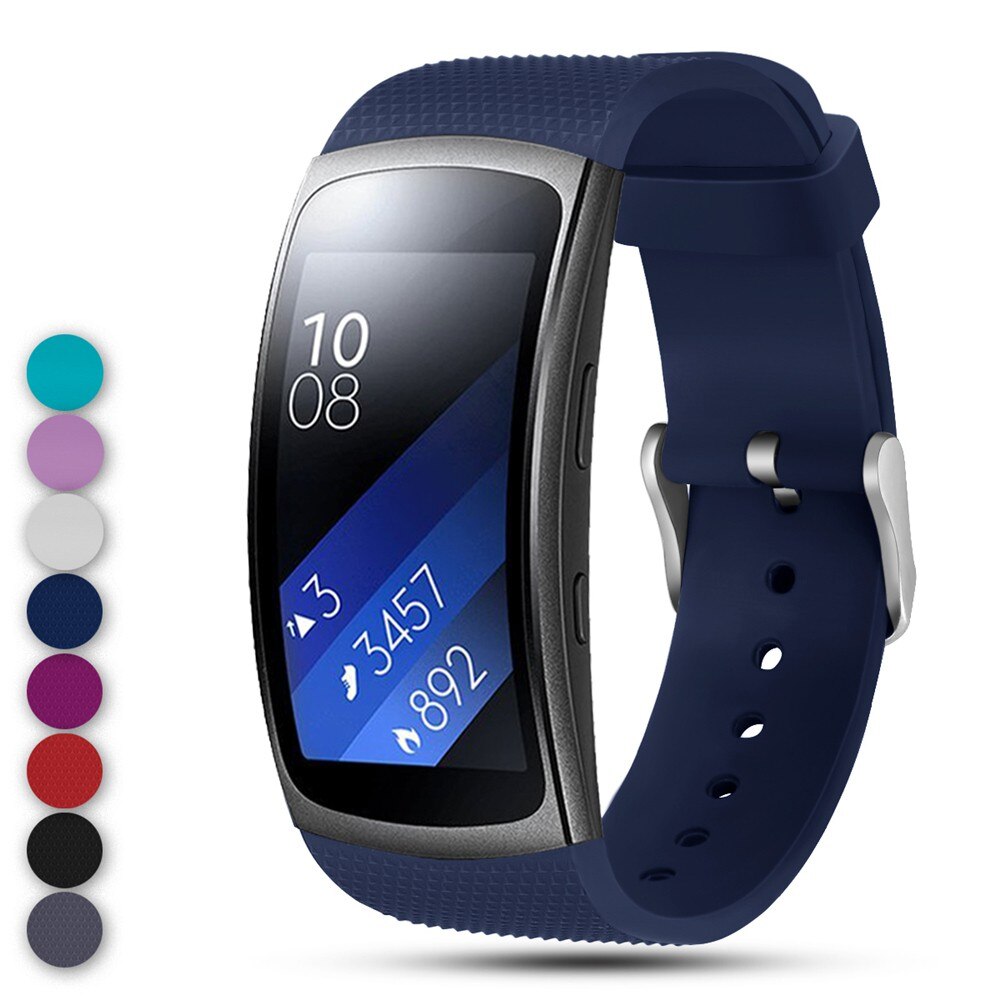 Eieuuk Zachte Siliconen Polsband Bandjes Sport Band Armband Voor Samsung Gear Fit 2 Pro En Fit 2 SM-R360 Smartwatch: Navy Blue