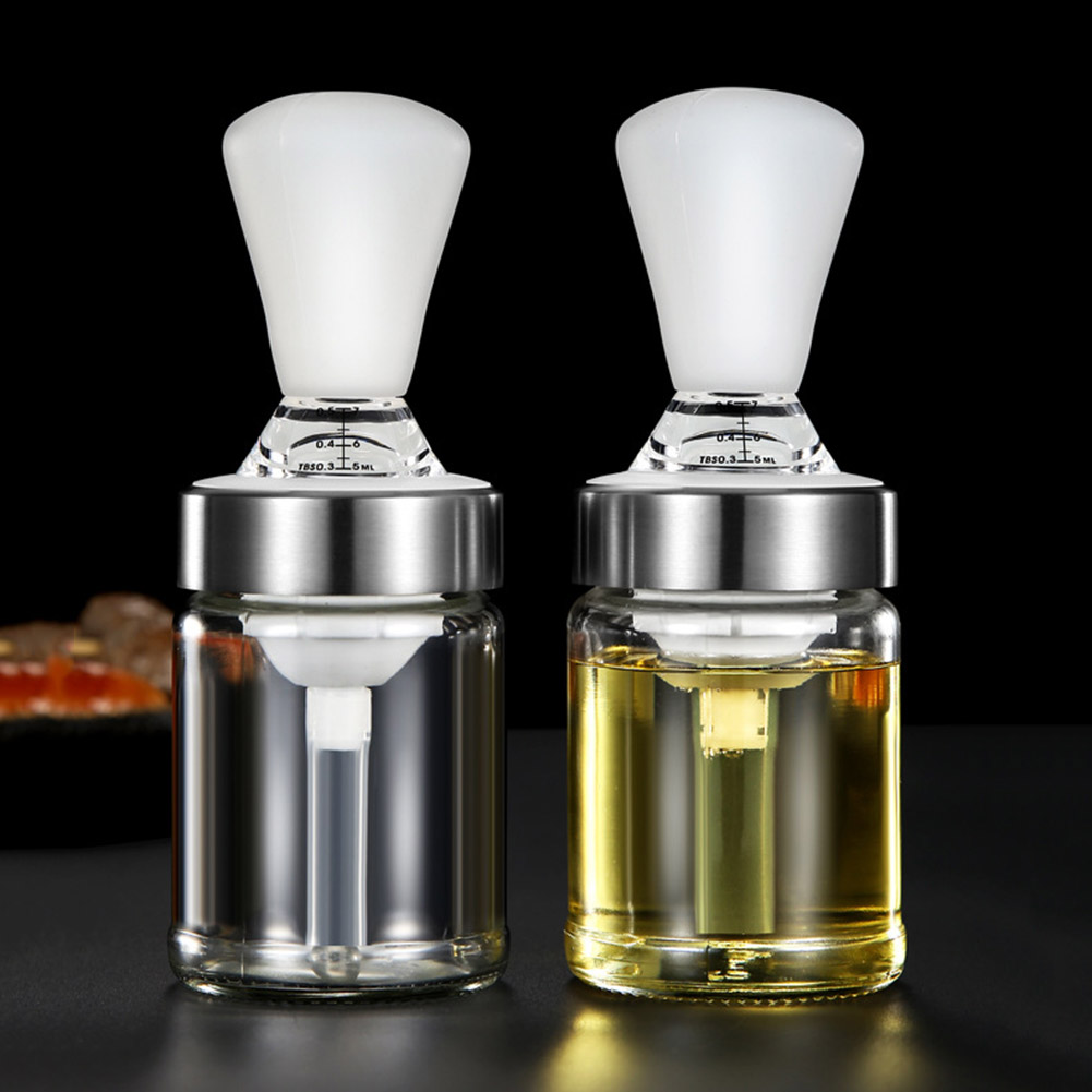 Oil Dispenser Bottle for Kitchen Oil Glass Cooking Pastry Brush Dispenser Grill Oil Brushes Liquid Sauce