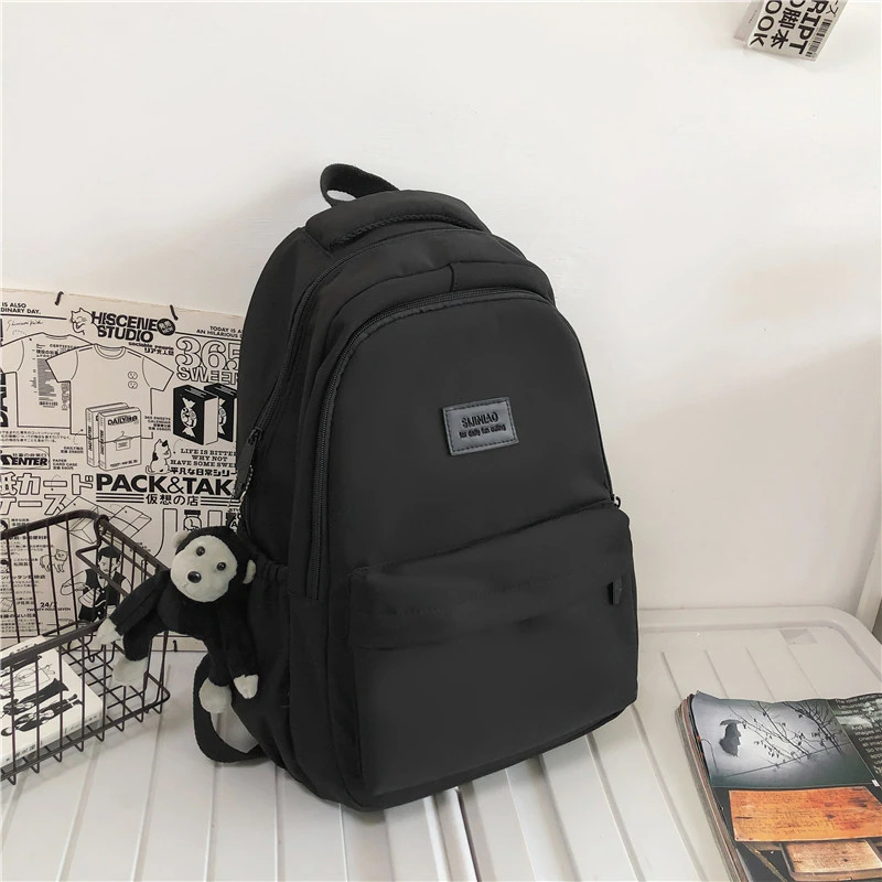 Mochila de Color liso para mujer, bolso de libros universitario con múltiples bolsillos, mochilas informales para ordenador portátil, mochila escolar para hombres y adolescentes, mochilas escolares para niñas: Transparente