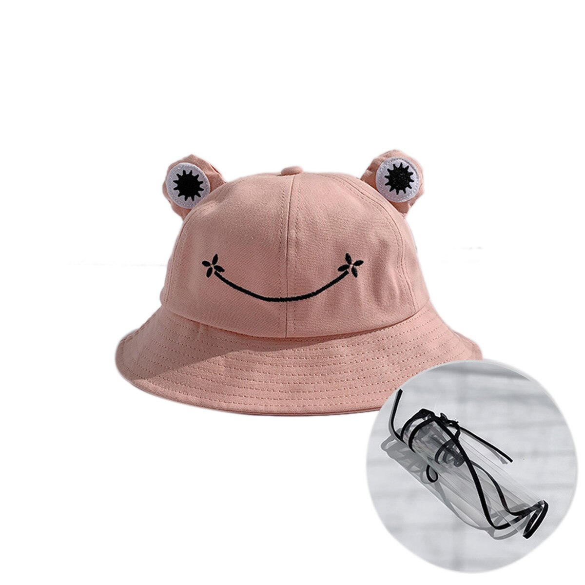 Adult Children Cute Cartoon Frog Outdoor Protective Hats Caps with Removable Anti-saliva Anti-droplet Dust-proof Full Face Cover: Pink for child