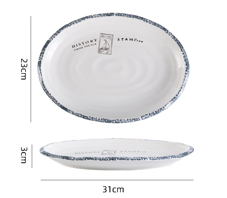 Knoedel Gerechten Thuis Keuken Vis Ovale Schotel Sushi Platen Diner Grote Keramische Barbecue Vlees Plaat Hotel Restaurant Plaat: 4