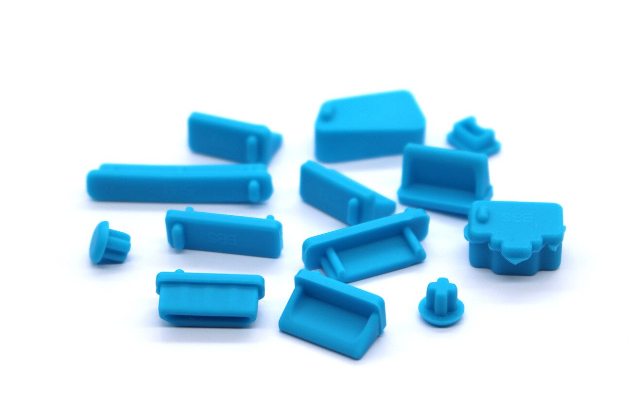 13 stück farbenfrohe silikon-staubschutzkappen für laptop-staubstecker, usb-staubschutzstecker, computerzubehör: Blau