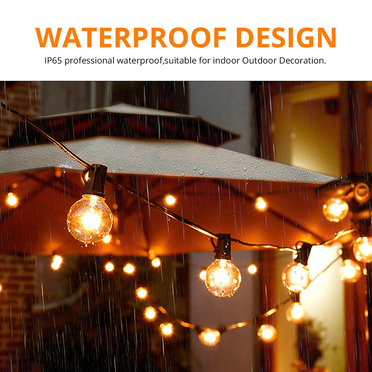 50FT Outdoor Wandlamp Fairy String Glas Lampen Guirlande Verlichting Kerst Patio Straat Slingers Jaar Bruiloft Decoraties