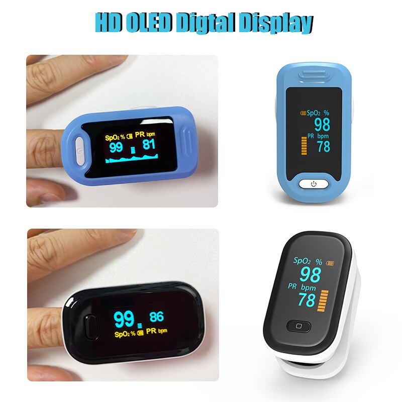 Pulsioxímetro SPO2 PR con pantalla OLED, pulsioxímetro recargable, Monitor de saturación de oxígeno, pinza para la yema del dedo