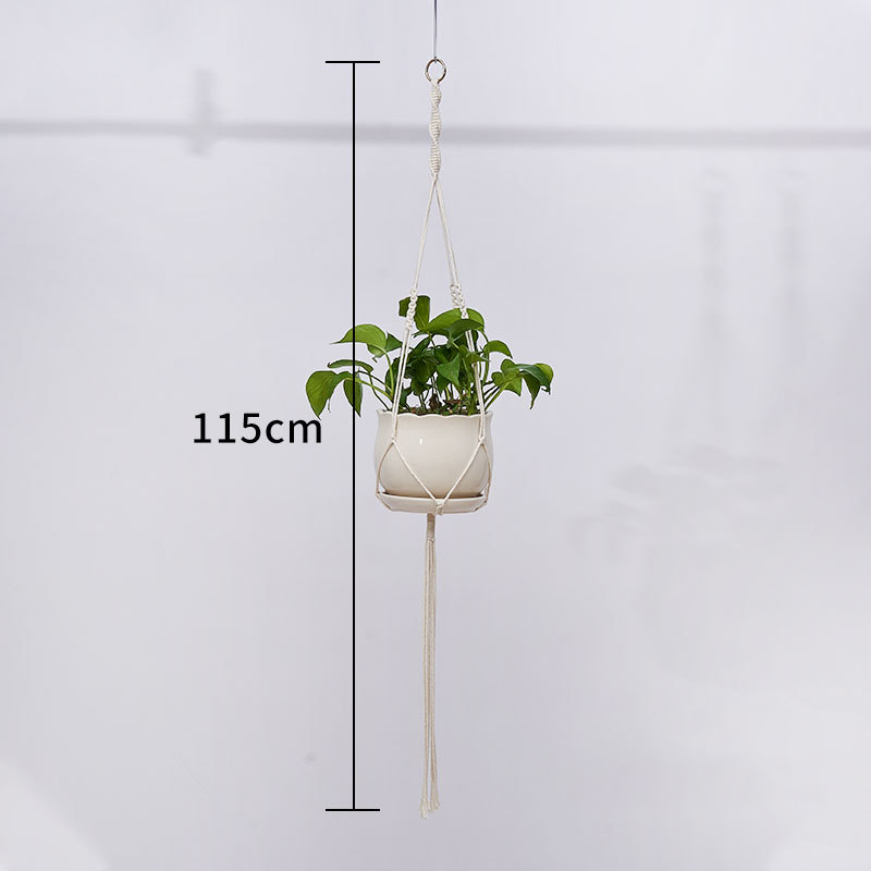 Cesta colgante de macramé hecha a mano para plantas, soporte para macetas de jardín, decoración colgante de pared de macramé para balcón, cuerda de elevación anudada, decoración del hogar: Verde claro