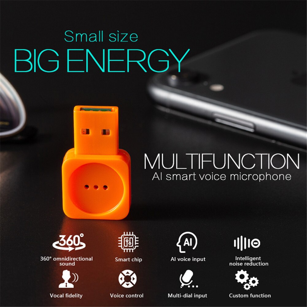 Mini USB Microphone AI Smart Mic Portable Support Multi-language Translation Studio Speech For Laptop Notebook PC