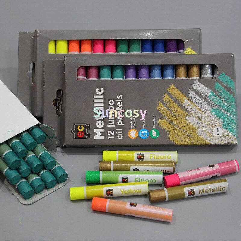 Metallic fluorescent oil painting stick monochrome pastel sticker,bright pearlescent texture painting dazzling bright color