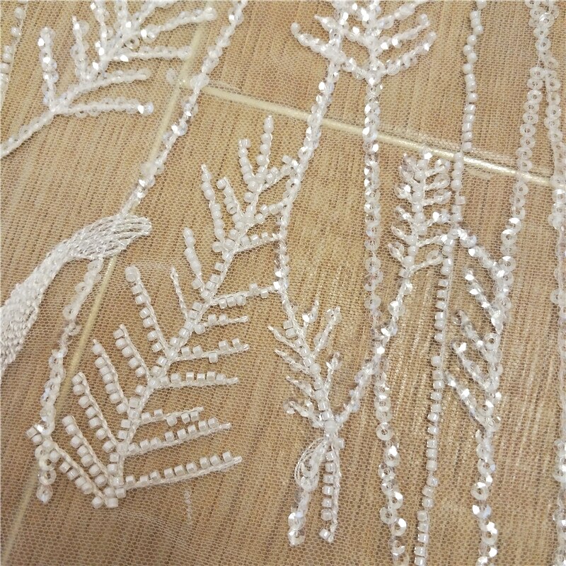 Filet en tulle et maille pour perlage 1 mètre | Dentelle brodée, dentelle perlée avec perles brillantes, lacets de mariage,