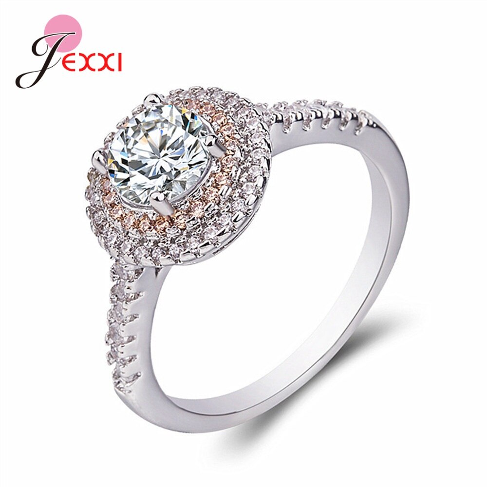 S925 Sterling Zilveren Ringen Belofte voor Lover Vriendin Verjaardag Anniversary Multi Cubic Zirkoon Inlay Verharde Lus Sieraden: 5 / Champagne