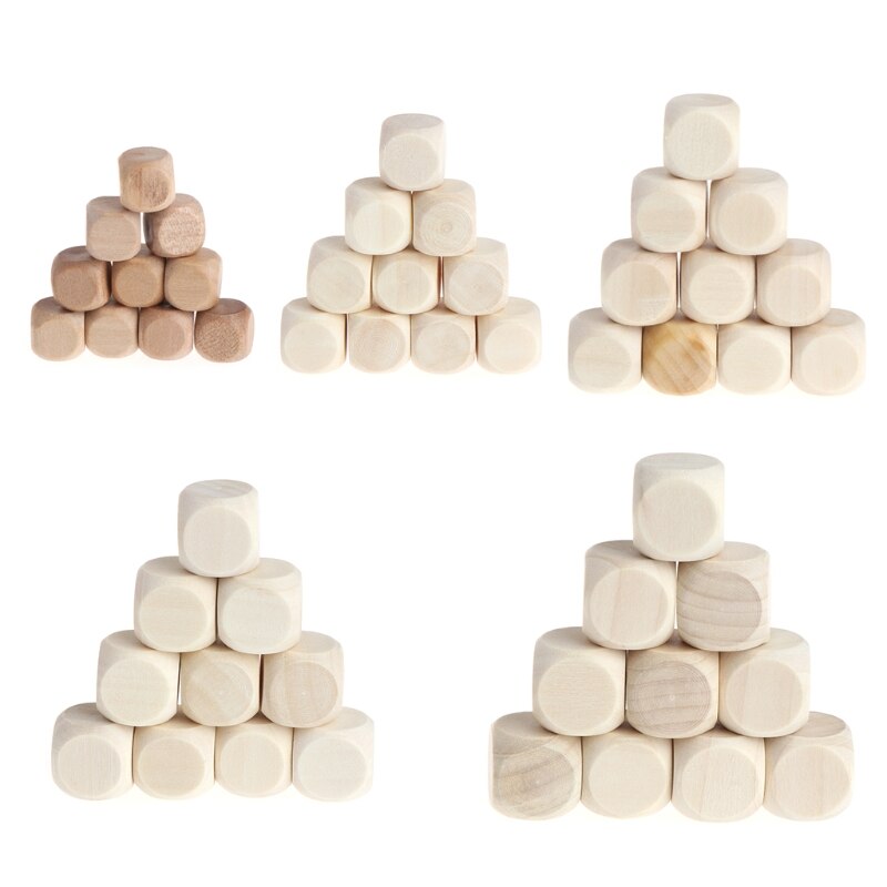 10Pcs 6 Zijdig Blank Hout Dice Party Familie Diy Games Afdrukken Graveren Kid Speelgoed